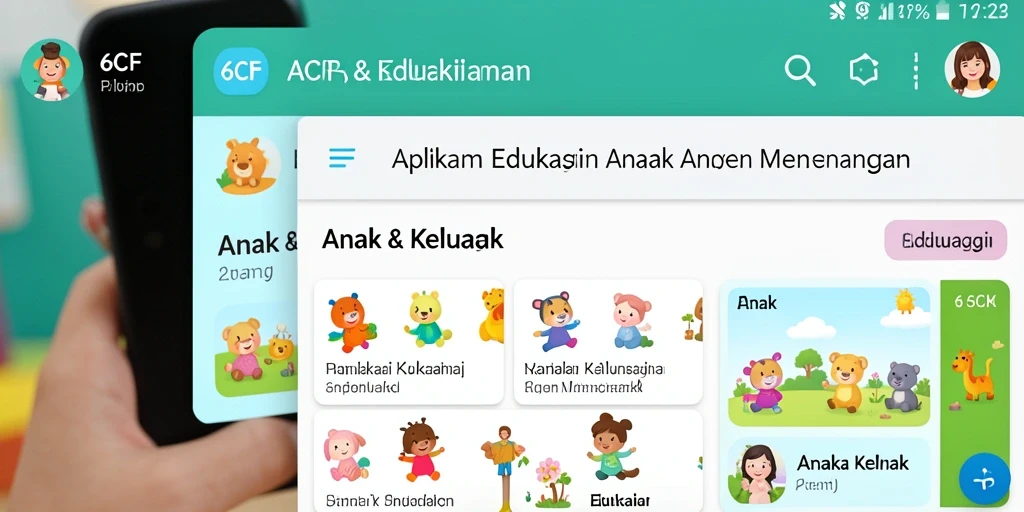 Antarmuka menarik dan interaktif dari 6CF untuk Edukasi Anak.