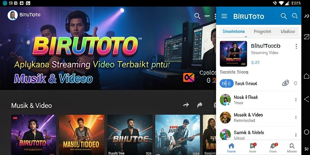 Screenshot antarmuka BIRUTOTO menampilkan fitur Streaming Video yang modern.