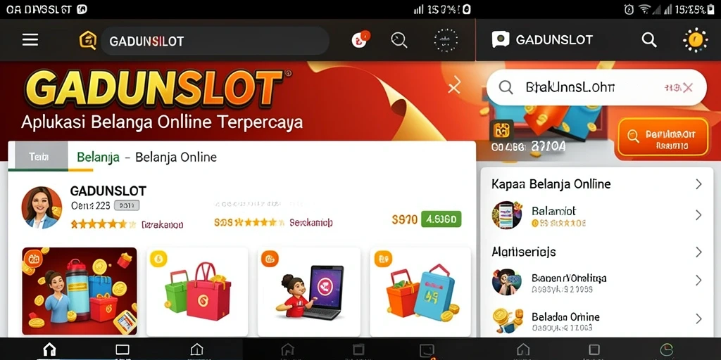 Tampilan antarmuka aplikasi GADUNSLOT untuk belanja online.