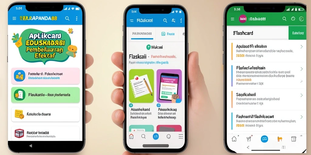 Tampilan antarmuka aplikasi flashcard yang menarik dan user-friendly.