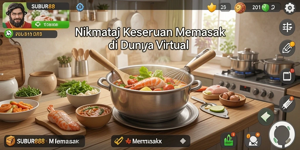 Antarmuka SUBUR88 yang menarik, lengkap dengan berbagai alat memasak.