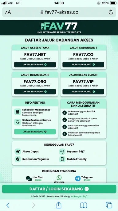 Tampilan link alternatif fav77