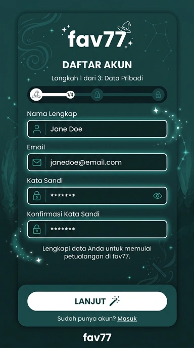 Tampilan halaman daftar fav77