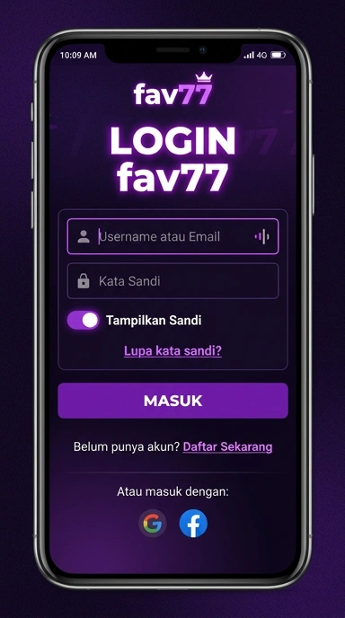 Tampilan halaman login fav77